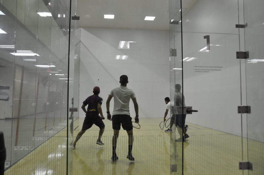 Students playing on the RWC Racquetball courts