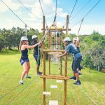 Group of students on the high element challenge course